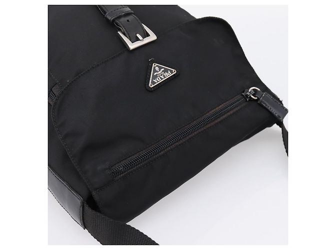 Bolso de Hombro PRADA Nylon Black Silver Auth ki6826 Negro Plata - vista 6
