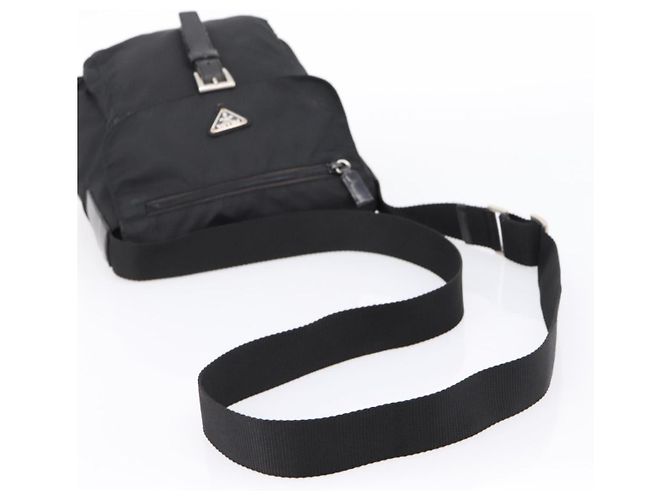 Bolso de Hombro PRADA Nylon Black Silver Auth ki6826 Negro Plata - vista 7