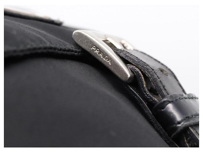 Bolso de Hombro PRADA Nylon Black Silver Auth ki6826 Negro Plata - vista 9