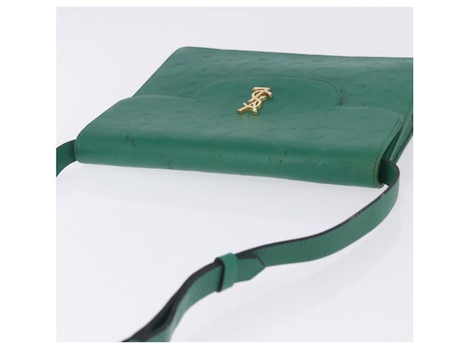 Autre Marque Borsa a tracolla SAINT LAURENT in pelle verde tono oro Auth 203497 - vista 10