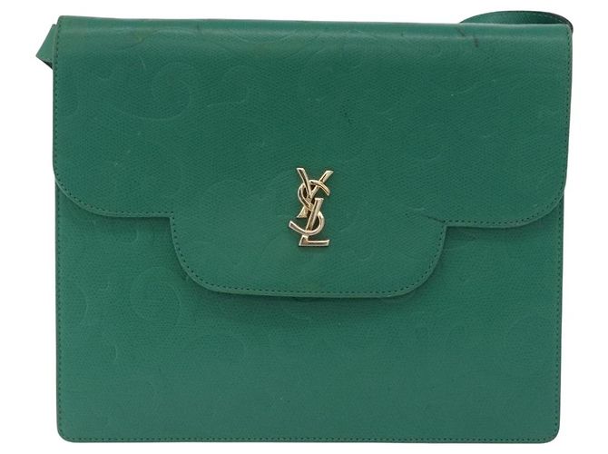 Autre Marque Borsa a tracolla SAINT LAURENT in pelle verde tono oro Auth 203497 - vista 13