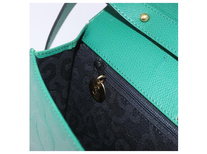 Autre Marque Borsa a tracolla SAINT LAURENT in pelle verde tono oro Auth 203497 - vista 28