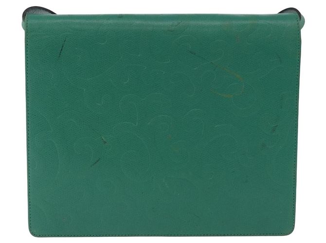 Autre Marque Borsa a tracolla SAINT LAURENT in pelle verde tono oro Auth 203497 - vista 4