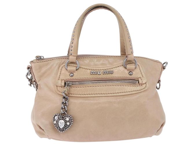 Borsa a mano Miu Miu in pelle 2way Rosa Argento Auth 204371A - vista 13