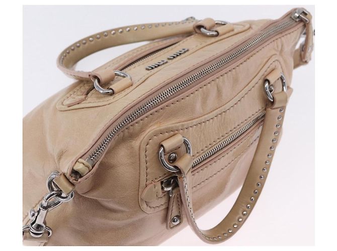 Borsa a mano Miu Miu in pelle 2way Rosa Argento Auth 204371A - vista 14