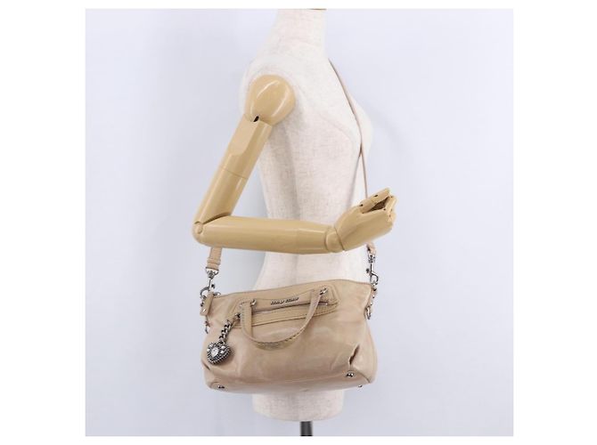 Borsa a mano Miu Miu in pelle 2way Rosa Argento Auth 204371A - vista 33