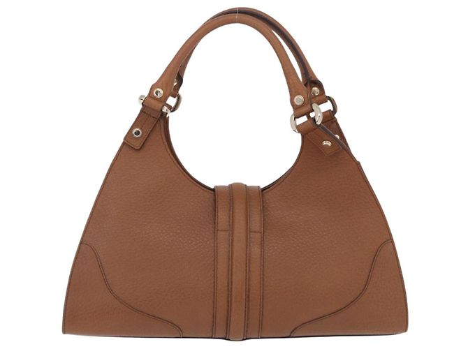 Borsa GUCCI G Jackie in pelle Taurillon Clemence Marrone Oro 130995 Auth am12624M D'oro - vista 2