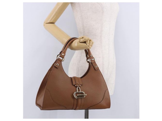 Borsa GUCCI G Jackie in pelle Taurillon Clemence Marrone Oro 130995 Auth am12624M D'oro - vista 27