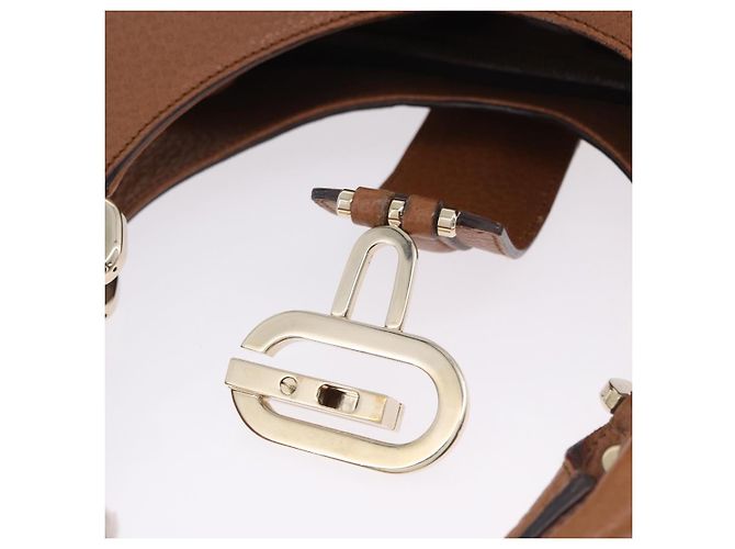 Borsa GUCCI G Jackie in pelle Taurillon Clemence Marrone Oro 130995 Auth am12624M D'oro - vista 8