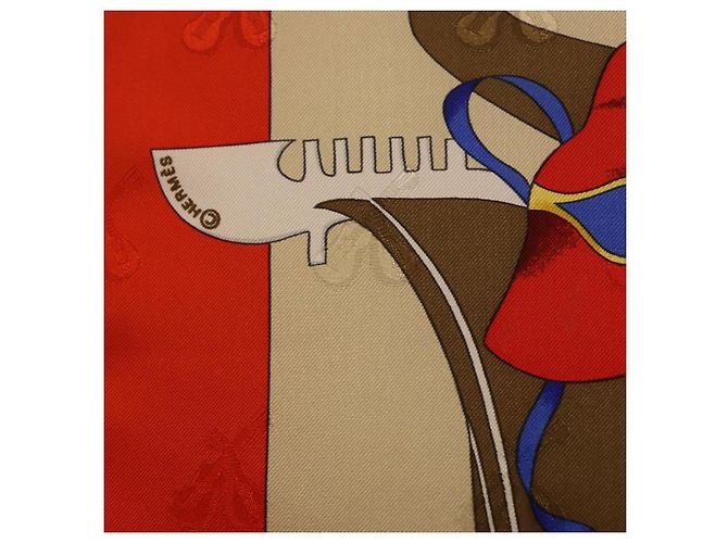 Hermès HERMES Carre 90 Pañuelo de Seda "LE CARNAVAL DE VENISE" Red Auth ki6857 Roja - vista 11