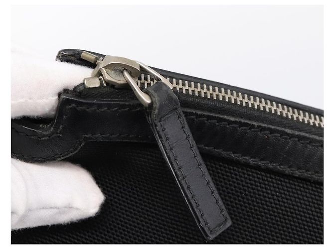 GUCCI Web Sherry Line Schultertasche Canvas Black Silver 387111 Auth 204729A Schwarz Silber - Ansicht 10