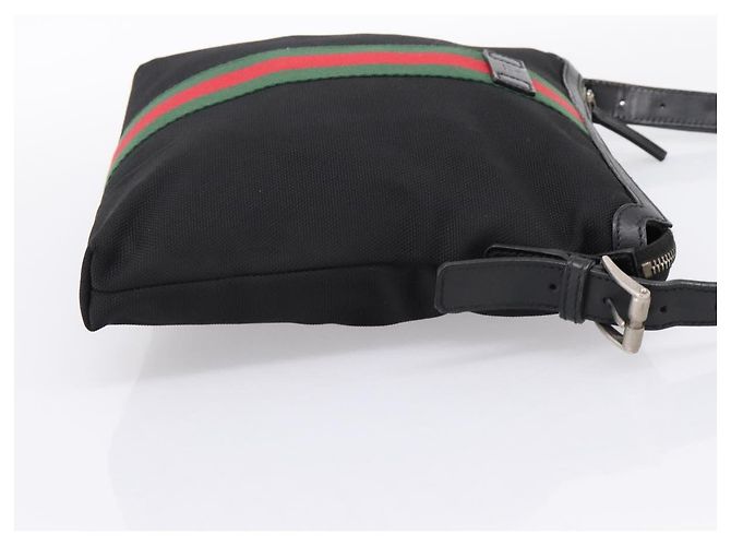 GUCCI Web Sherry Line Schultertasche Canvas Black Silver 387111 Auth 204729A Schwarz Silber - Ansicht 4
