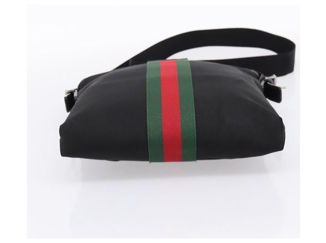 GUCCI Web Sherry Line Schultertasche Canvas Black Silver 387111 Auth 204729A Schwarz Silber - Ansicht 5