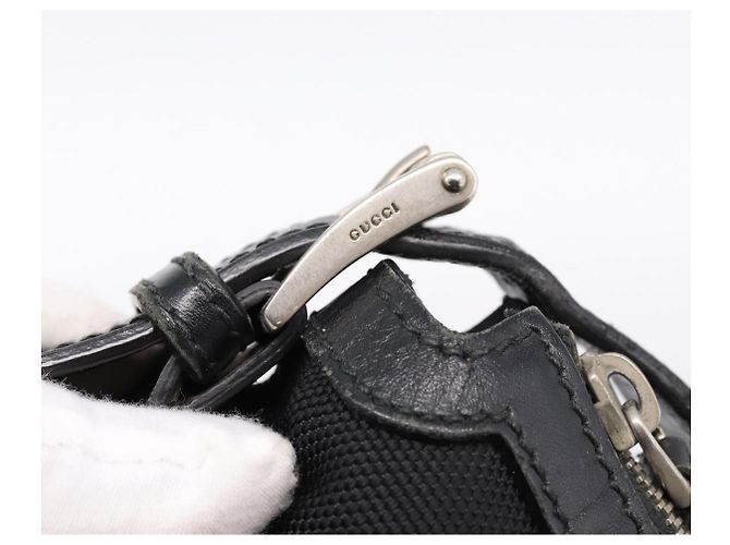 GUCCI Web Sherry Line Schultertasche Canvas Black Silver 387111 Auth 204729A Schwarz Silber - Ansicht 9
