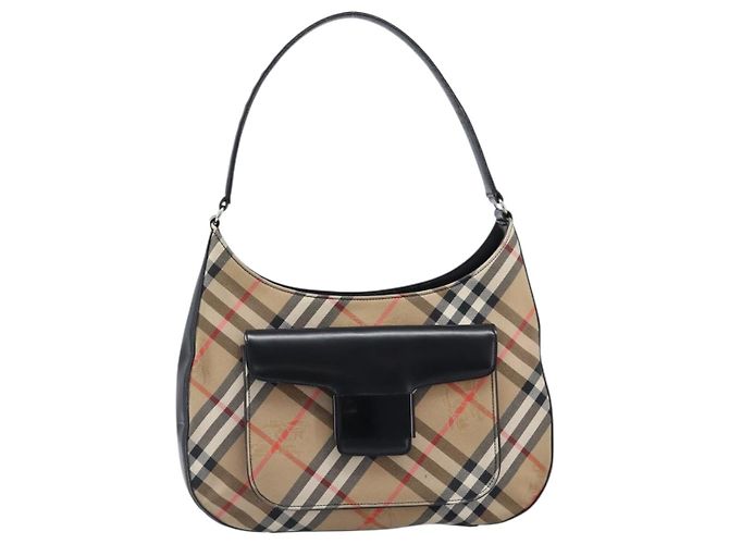 Burberrys Nova Check Schultertasche Canvas Beige Silver Auth 203651A Silber - Ansicht 13