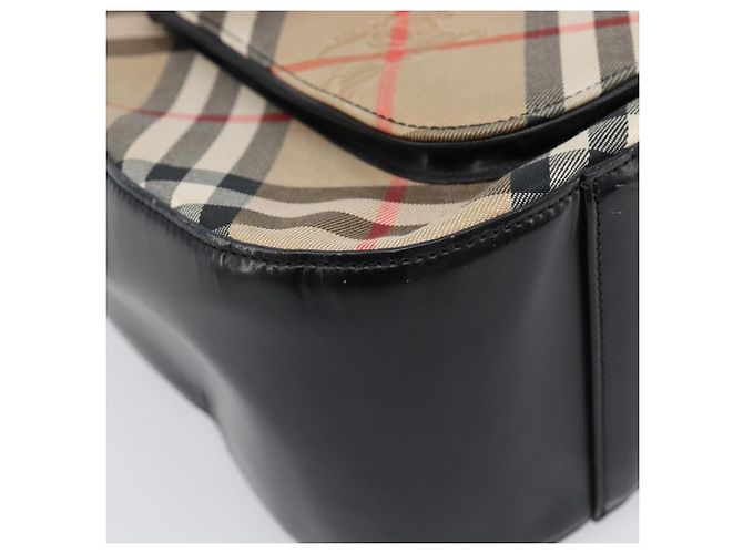 Burberrys Nova Check Schultertasche Canvas Beige Silver Auth 203651A Silber - Ansicht 14