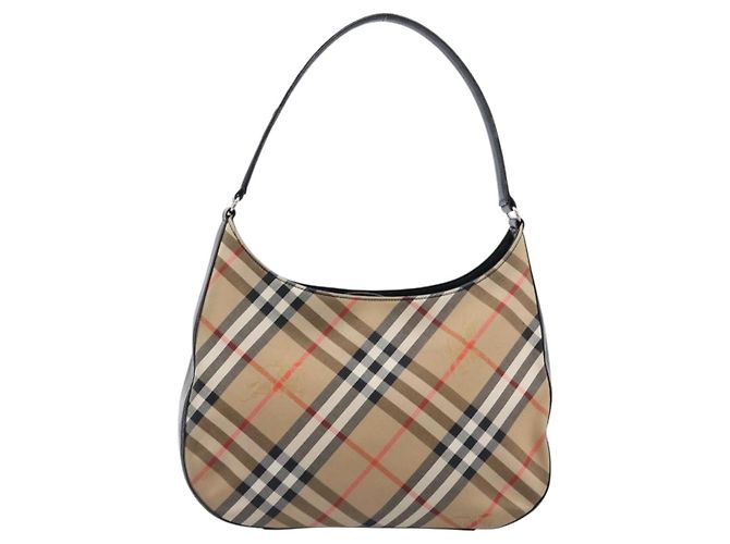 Burberrys Nova Check Schultertasche Canvas Beige Silver Auth 203651A Silber - Ansicht 2