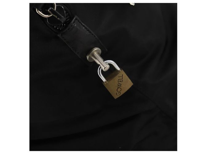 Sac Boston PRADA Nylon Noir Argent Auth 201310 Argenté - vue 10