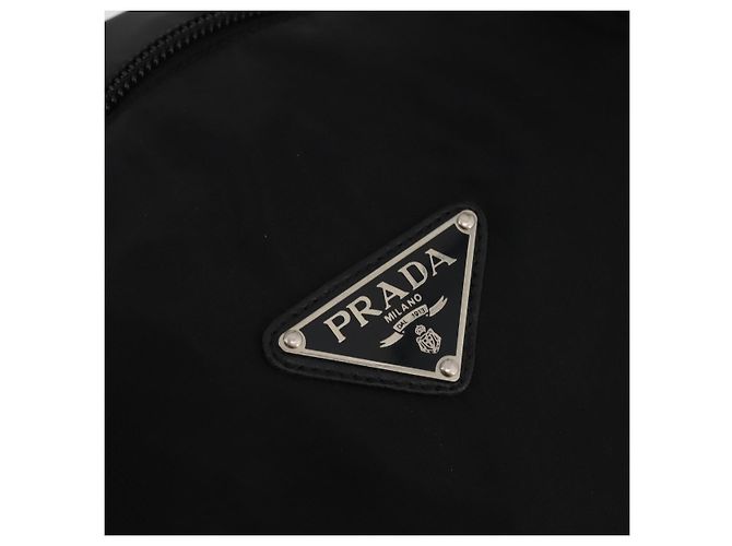 Sac Boston PRADA Nylon Noir Argent Auth 201310 Argenté - vue 19