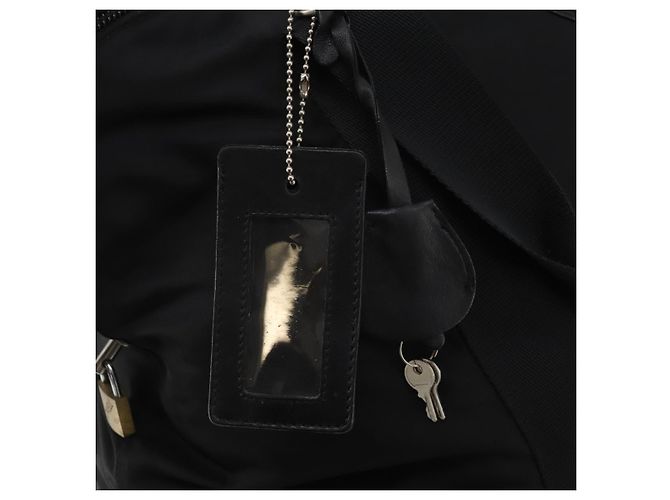 Sac Boston PRADA Nylon Noir Argent Auth 201310 Argenté - vue 20