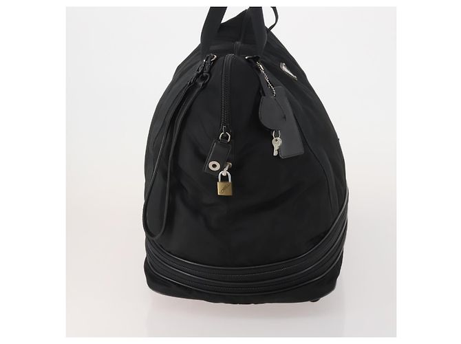 Sac Boston PRADA Nylon Noir Argent Auth 201310 Argenté - vue 4