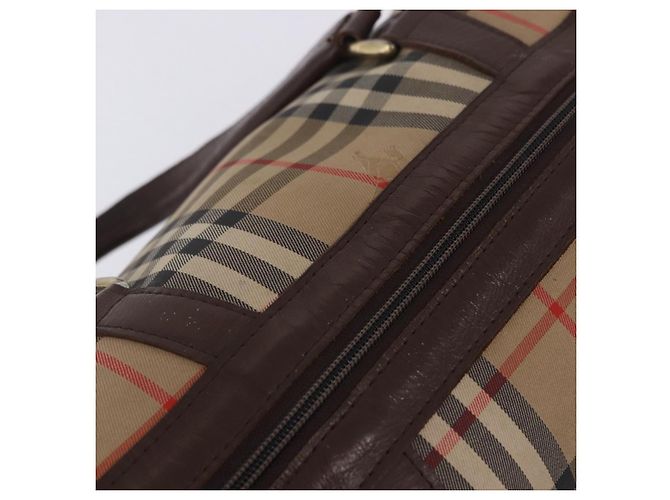 Sac Boston Burberrys Nova Check Canvas Beige Gold Auth 204367 Doré - vue 10