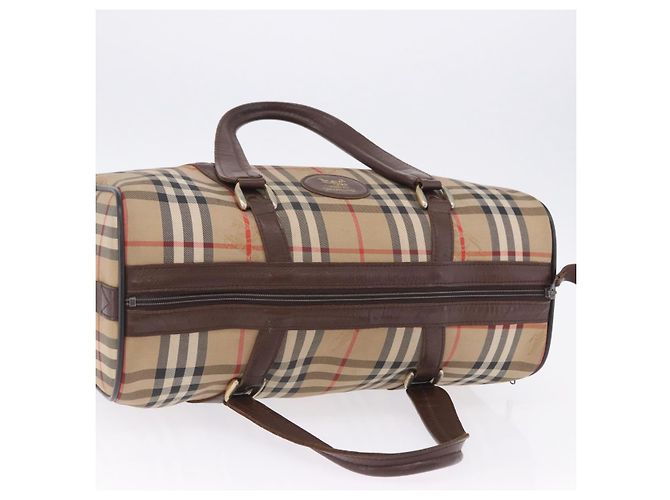 Sac Boston Burberrys Nova Check Canvas Beige Gold Auth 204367 Doré - vue 14