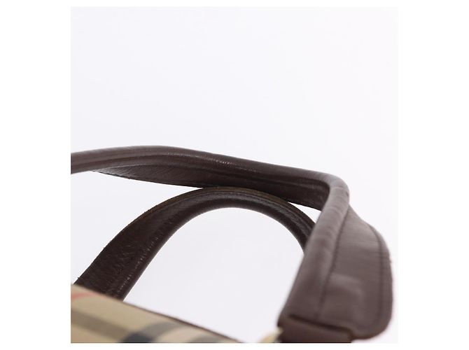 Sac Boston Burberrys Nova Check Canvas Beige Gold Auth 204367 Doré - vue 15