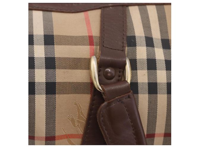 Sac Boston Burberrys Nova Check Canvas Beige Gold Auth 204367 Doré - vue 17