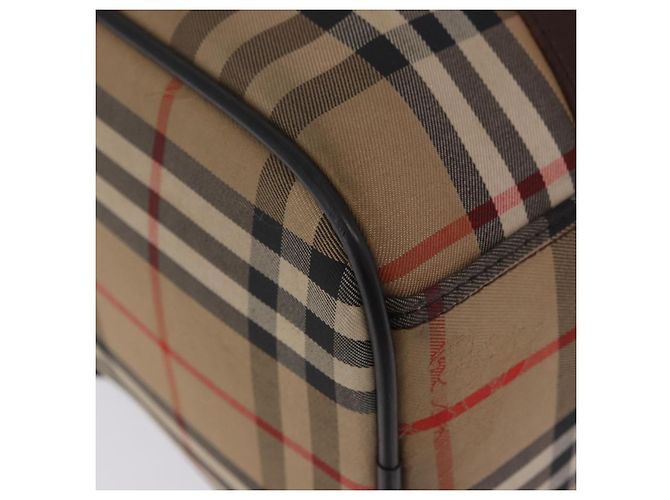 Sac Boston Burberrys Nova Check Canvas Beige Gold Auth 204367 Doré - vue 19
