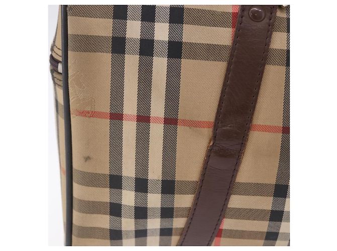 Sac Boston Burberrys Nova Check Canvas Beige Gold Auth 204367 Doré - vue 2