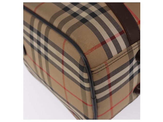 Sac Boston Burberrys Nova Check Canvas Beige Gold Auth 204367 Doré - vue 21