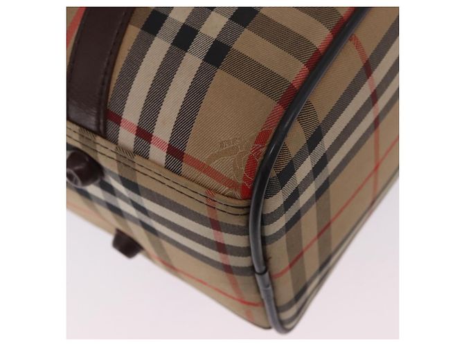 Sac Boston Burberrys Nova Check Canvas Beige Gold Auth 204367 Doré - vue 22