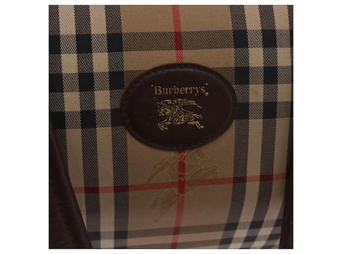 Sac Boston Burberrys Nova Check Canvas Beige Gold Auth 204367 Doré - vue 24