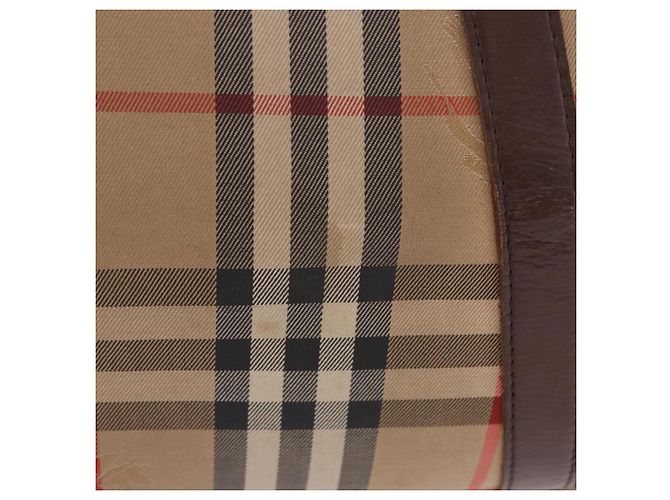 Sac Boston Burberrys Nova Check Canvas Beige Gold Auth 204367 Doré - vue 4