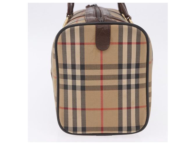 Sac Boston Burberrys Nova Check Canvas Beige Gold Auth 204367 Doré - vue 5