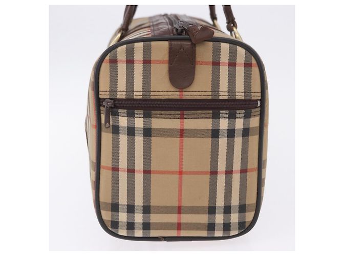 Sac Boston Burberrys Nova Check Canvas Beige Gold Auth 204367 Doré - vue 6