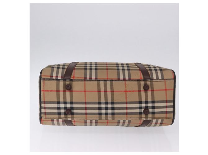 Sac Boston Burberrys Nova Check Canvas Beige Gold Auth 204367 Doré - vue 7