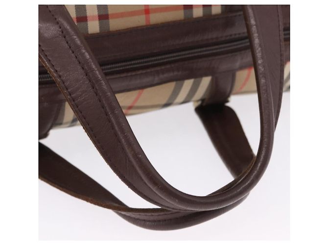 Sac Boston Burberrys Nova Check Canvas Beige Gold Auth 204367 Doré - vue 9