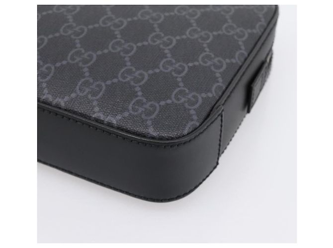 Borsa Clutch GUCCI GG Supreme PVC Nero Argento 495562 Auth 201486V - vista 10