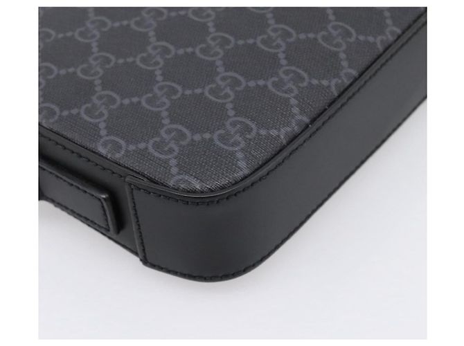 Borsa Clutch GUCCI GG Supreme PVC Nero Argento 495562 Auth 201486V - vista 11