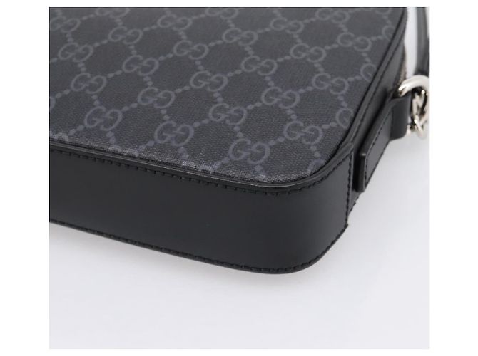 Borsa Clutch GUCCI GG Supreme PVC Nero Argento 495562 Auth 201486V - vista 12