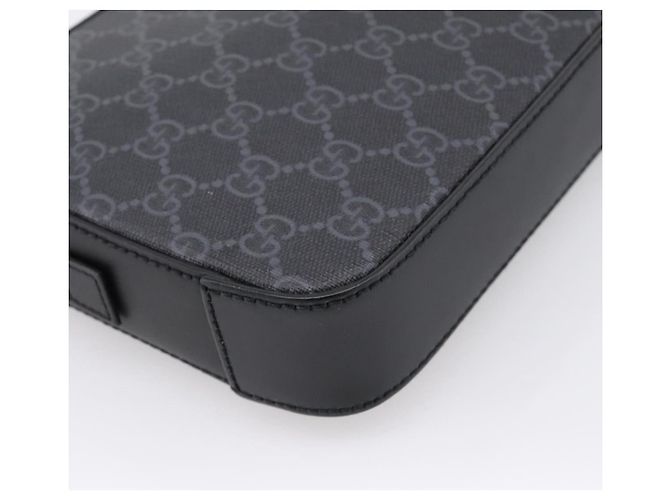 Borsa Clutch GUCCI GG Supreme PVC Nero Argento 495562 Auth 201486V - vista 13