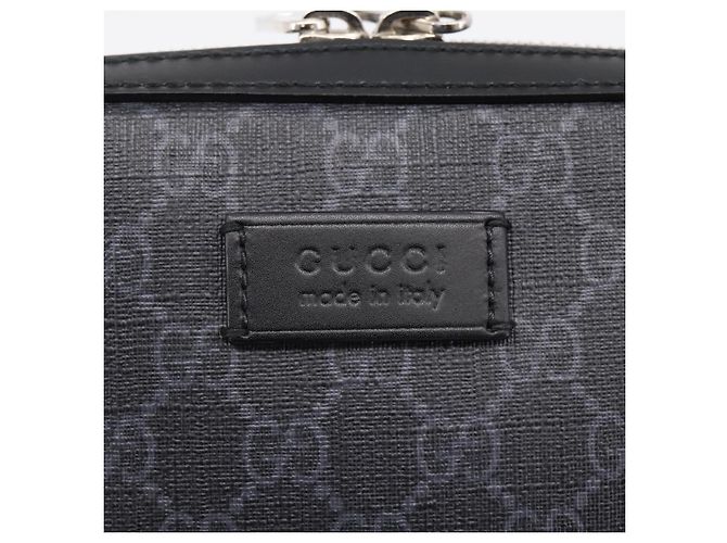 Borsa Clutch GUCCI GG Supreme PVC Nero Argento 495562 Auth 201486V - vista 15