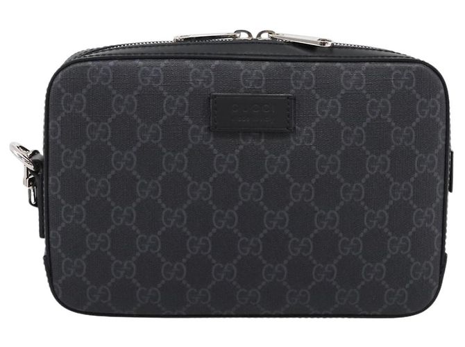 Borsa Clutch GUCCI GG Supreme PVC Nero Argento 495562 Auth 201486V - vista 2