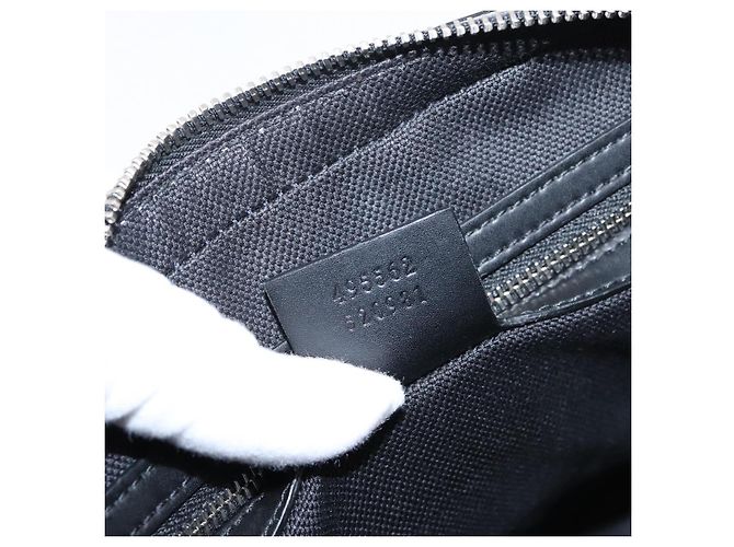 Borsa Clutch GUCCI GG Supreme PVC Nero Argento 495562 Auth 201486V - vista 23