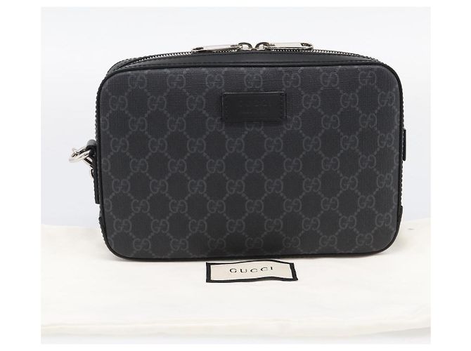 Borsa Clutch GUCCI GG Supreme PVC Nero Argento 495562 Auth 201486V - vista 24