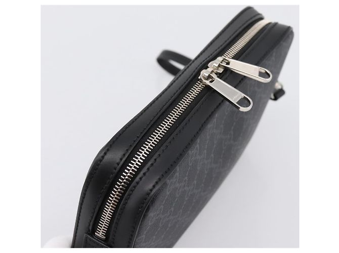 Borsa Clutch GUCCI GG Supreme PVC Nero Argento 495562 Auth 201486V - vista 6