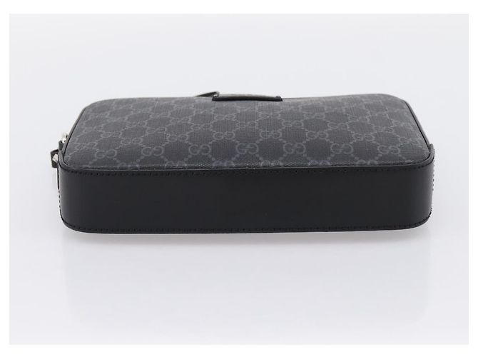 Borsa Clutch GUCCI GG Supreme PVC Nero Argento 495562 Auth 201486V - vista 9