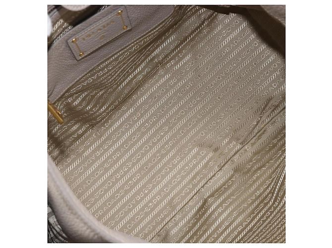 Saco Tote PRADA em couro Taurillon Clemence Cinza Gold Auth am12588V Marrom Dourado - vista 10